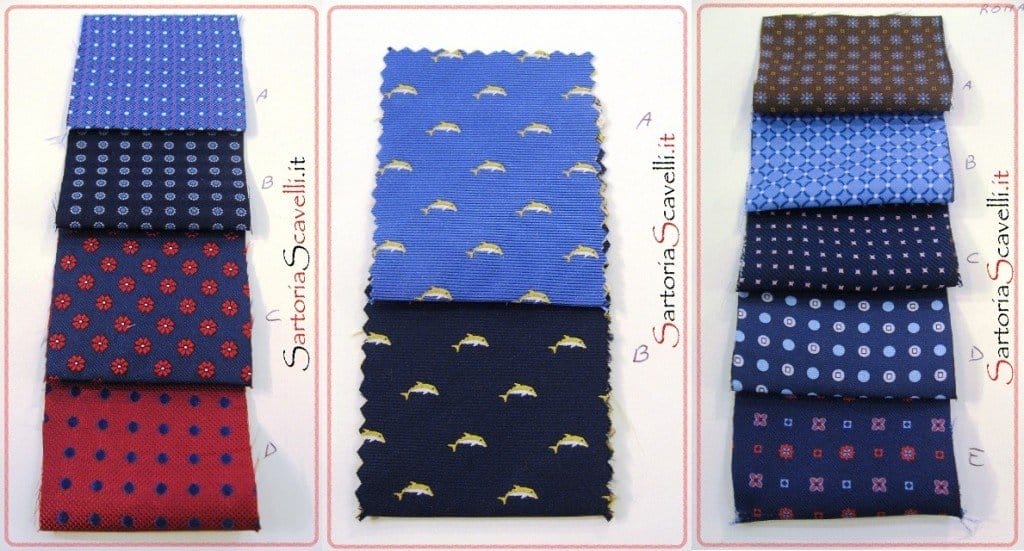 Campionario seta 2012 per Cravatte su misura