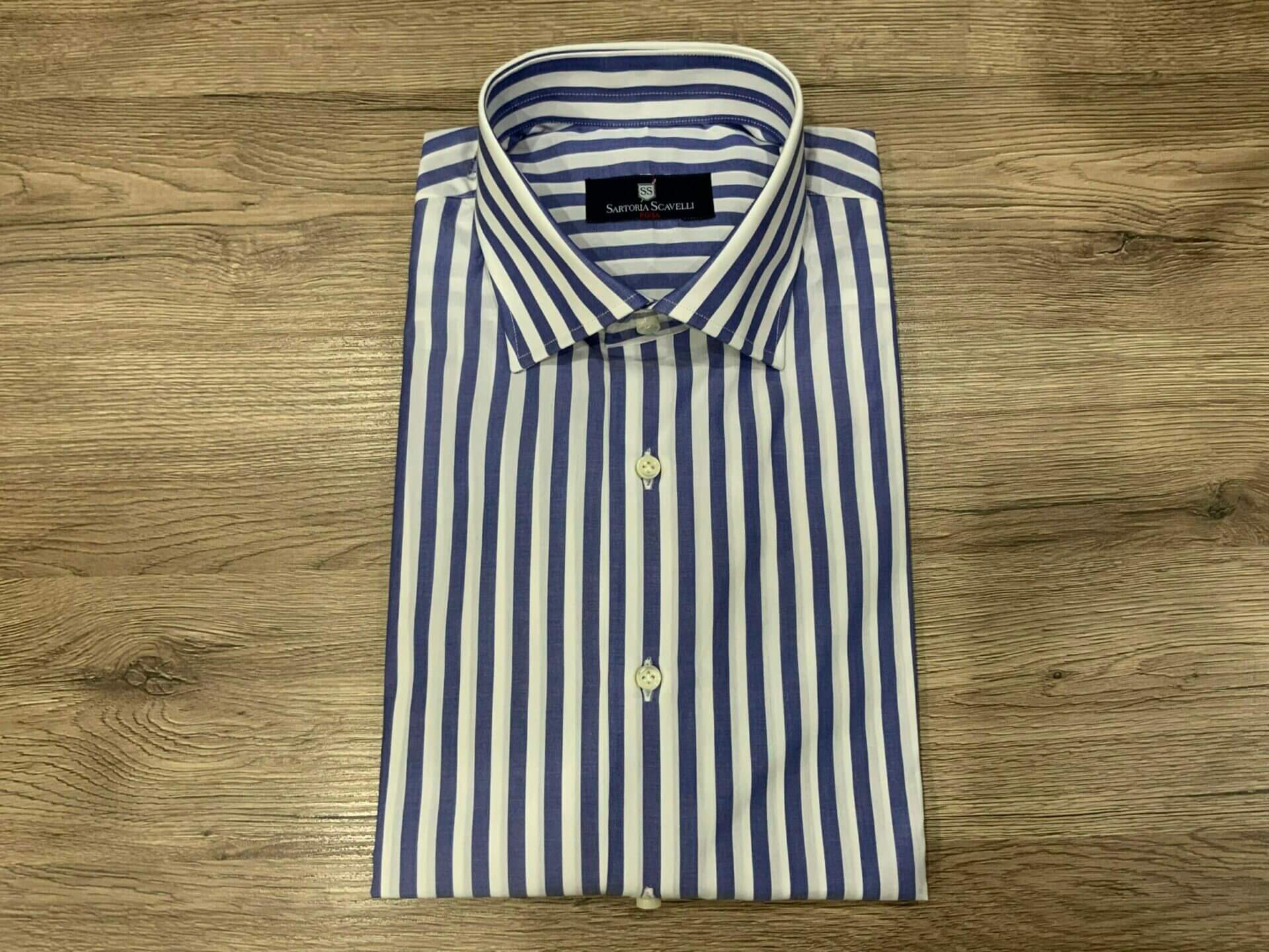 Camicia Sartoriale a righe larghe blu - immagine 3