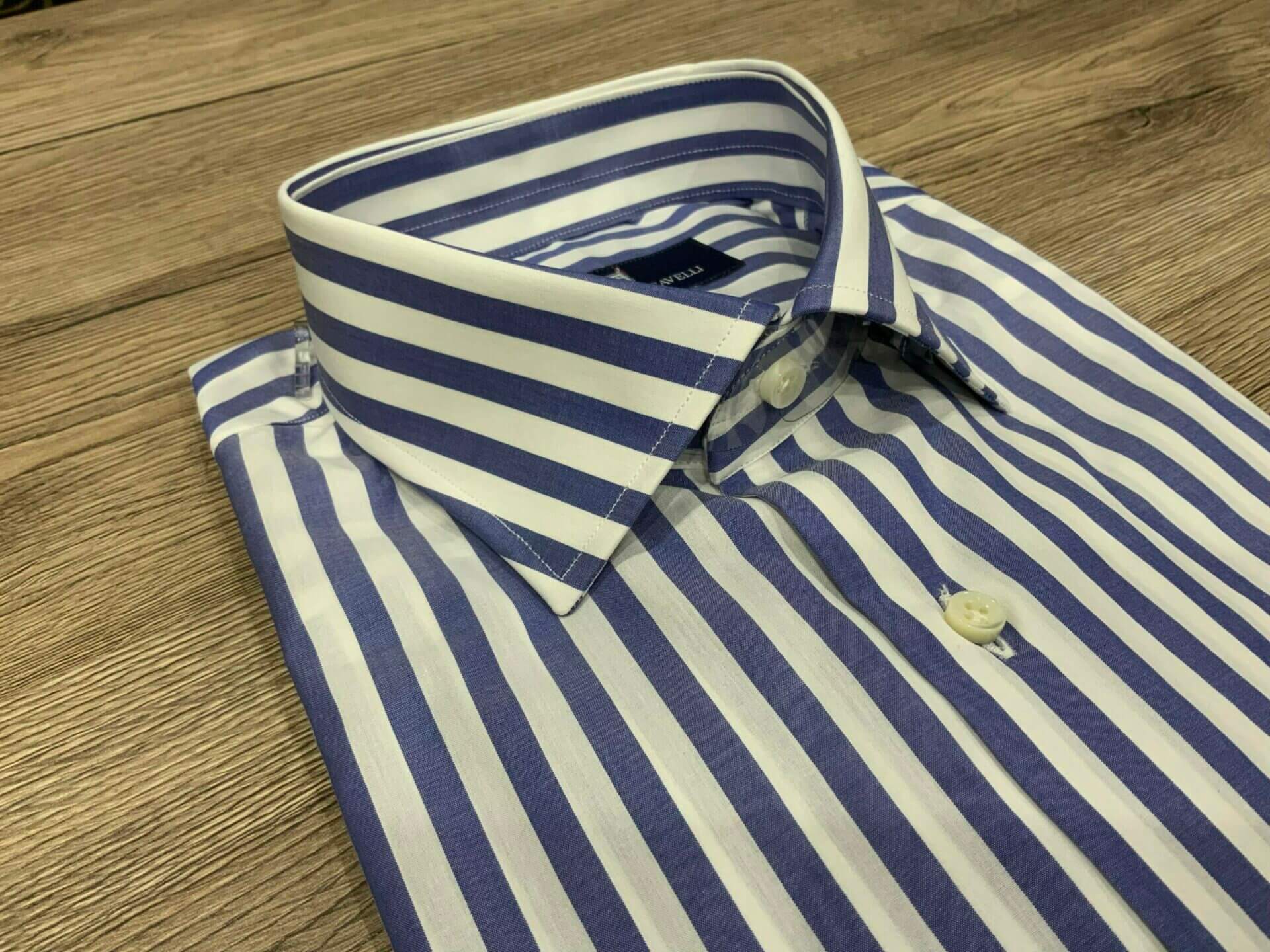 Camicia Sartoriale a righe larghe blu