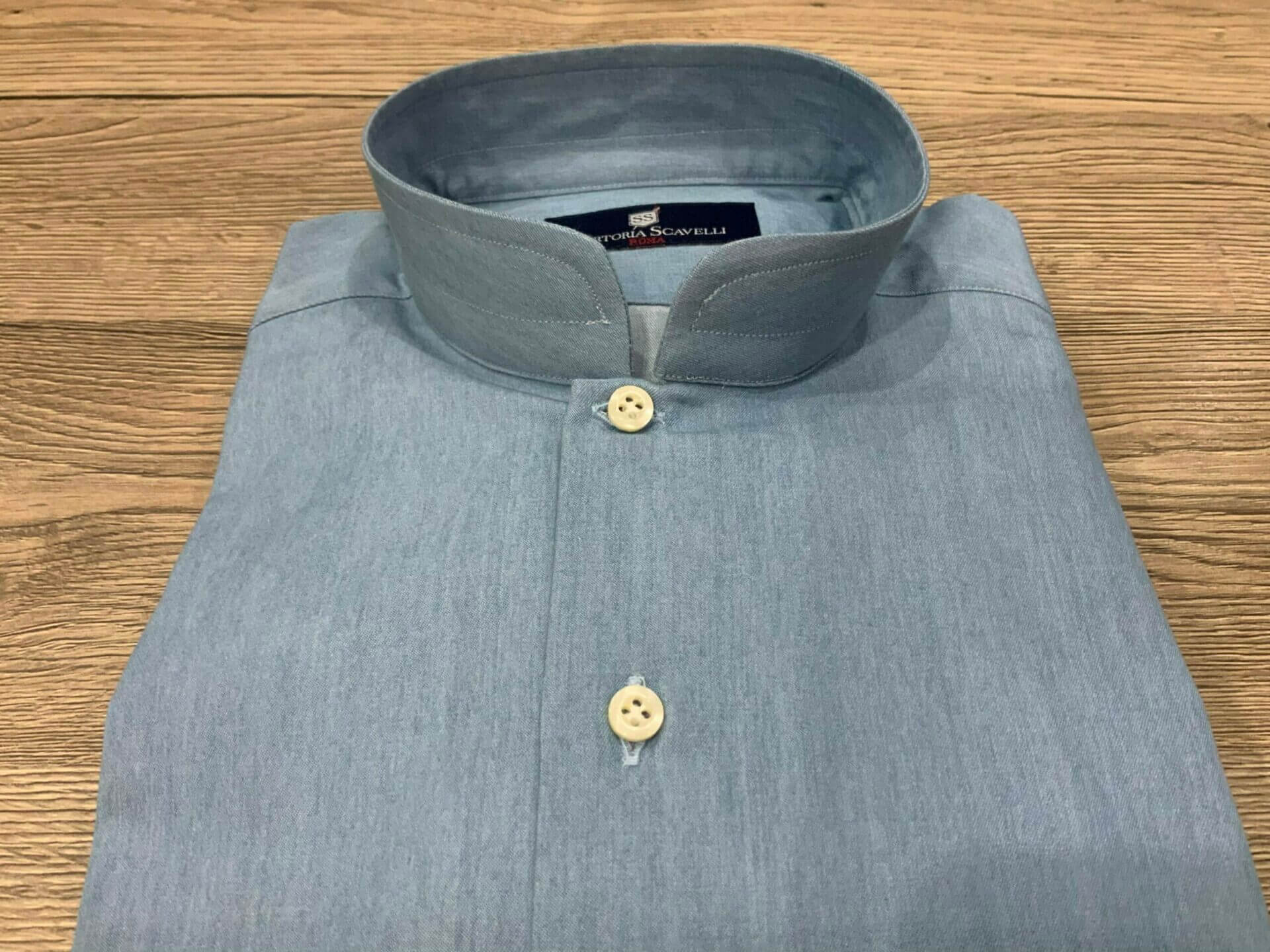 Camicia Sartoriale Coreana Denim Celeste