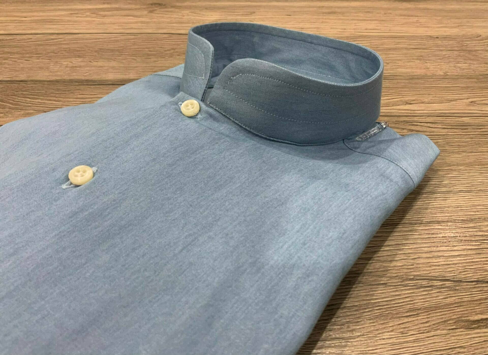 Camicia Sartoriale Coreana Denim Celeste - immagine 4